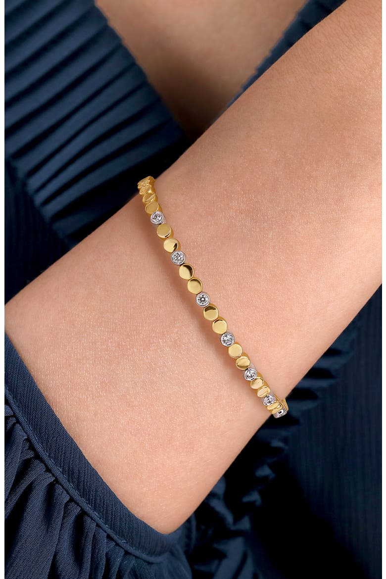 Demure 14K Gold & Diamond Bangle Bracelet, Alternate, color, 14K YELLOW/ WHITE GOLD