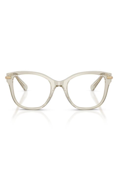 49mm Crystal Embellished Square Optical Glasses