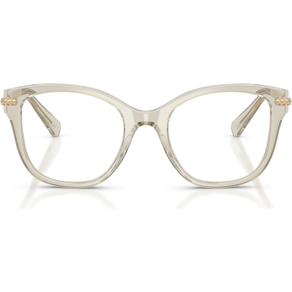 Swarovski 49mm Crystal Embellished Square Optical Glasses In Neutral
