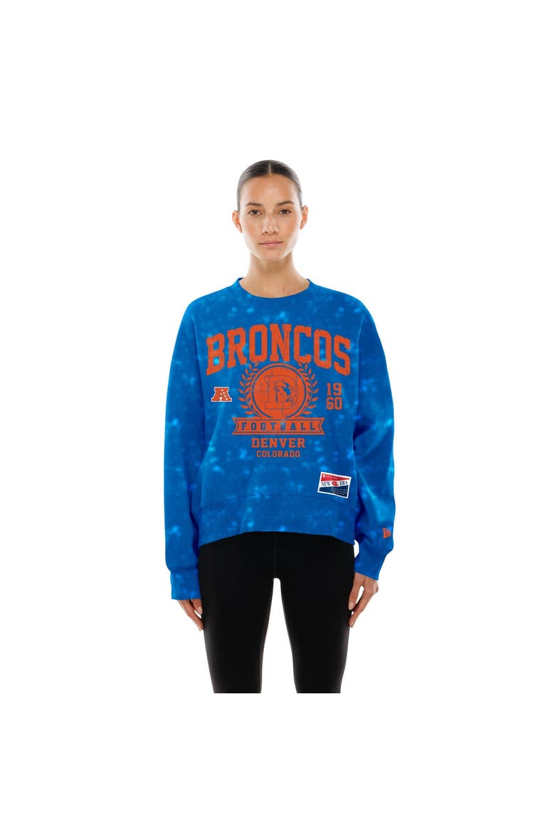 Women's New Era  Royal Denver Broncos Throwback Oversized Boxy Sweatshirt, Main, color, Royal