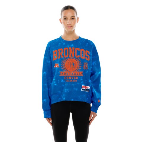 Women's New Era Royal Denver Broncos Throwback Oversized Boxy Sweatshirt