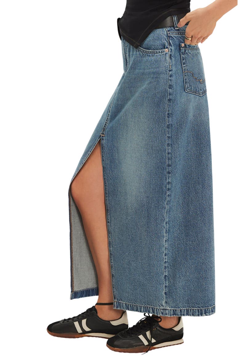 Nothing Better Denim Maxi Skirt, Alternate, color, LITTLE THINGS