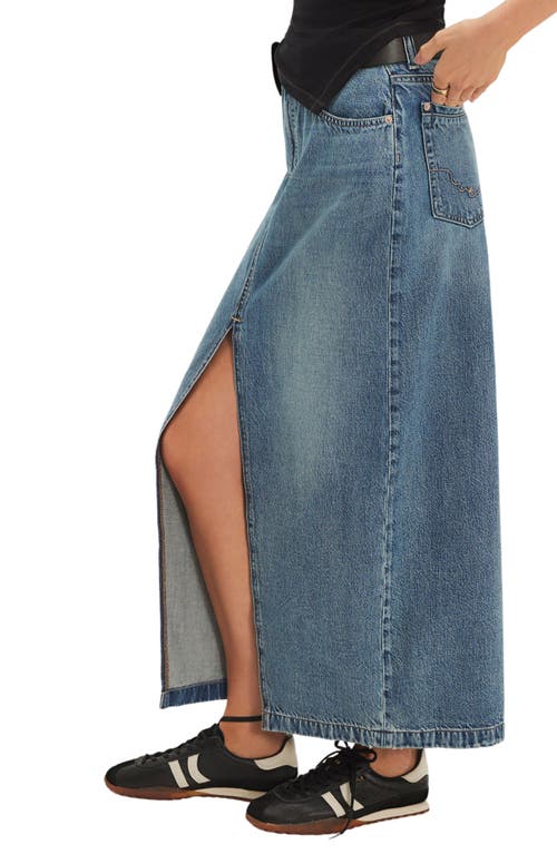 Free People Nothing Better Denim Maxi Skirt In Blue
