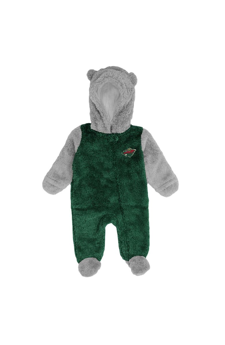 Outerstuff Newborn & Infant Green Minnesota Wild Game Nap Teddy Fleece Bunting Full-Zip Sleeper, Alternate, color, 