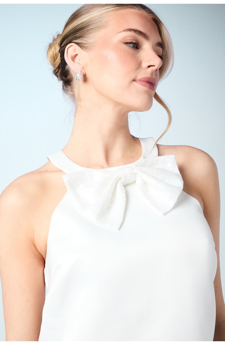 Coast Sequin Bow Shift Bridal Mini Dress, Alternate, color, Ivory