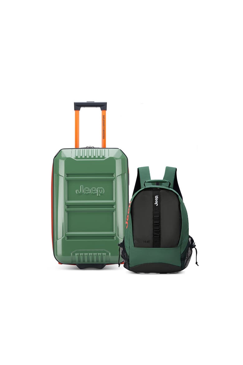 Hardside Expandable 21" Carry On Luggage with Two Wheels [JH003B] & Laptop Travel Backpack [JS011B] Set, Main, color, Elm Green