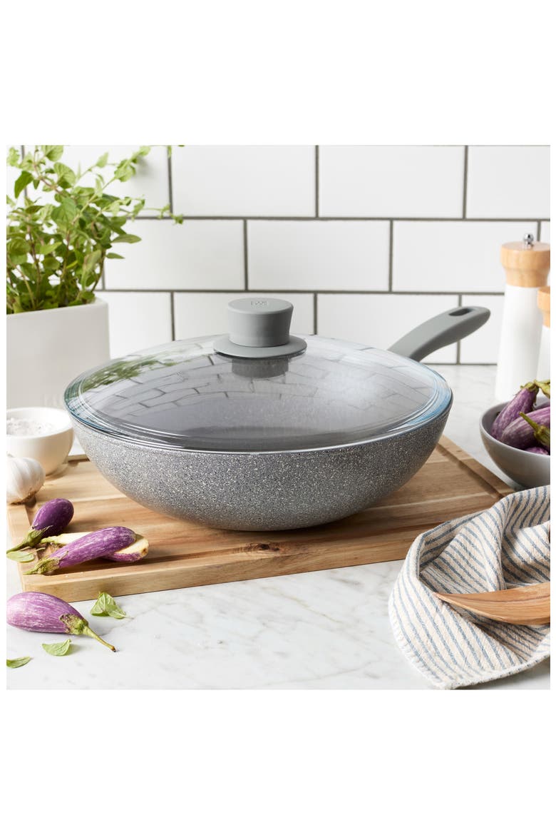 Parma Plus 11-Inch Nonstick Wok with Lid, Alternate, color, GREY