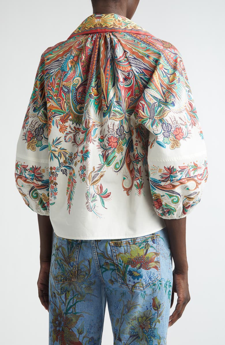 Etro Floral Paisley Cotton Top, Alternate, color, Print On White Base