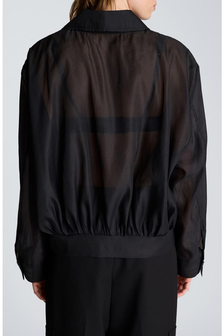 Sheer Sleeve Bomber Jacket, Alternate, color, BLACK