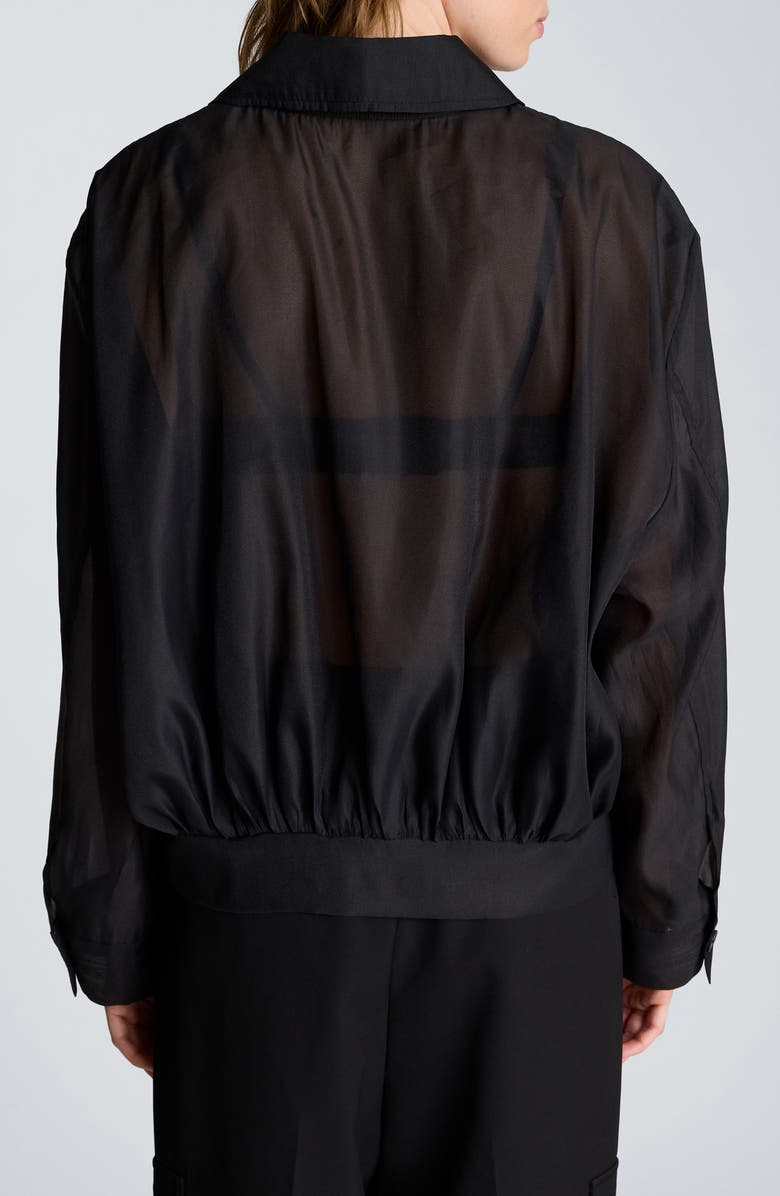 Kenneth Cole Sheer Sleeve Bomber Jacket, Alternate, color, Black