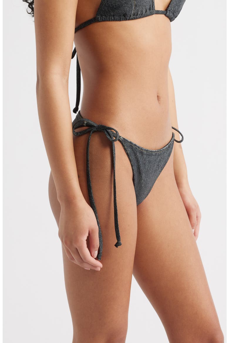 Miramar Faux Denim Bikini Bottoms, Alternate, color, WASHED BLACK