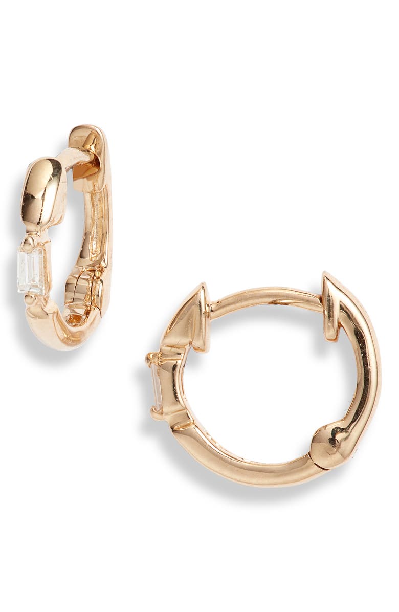 Dana Rebecca Designs Sadie Pearl Diamond Hoop Earrings, Main, color, Yellow Gold