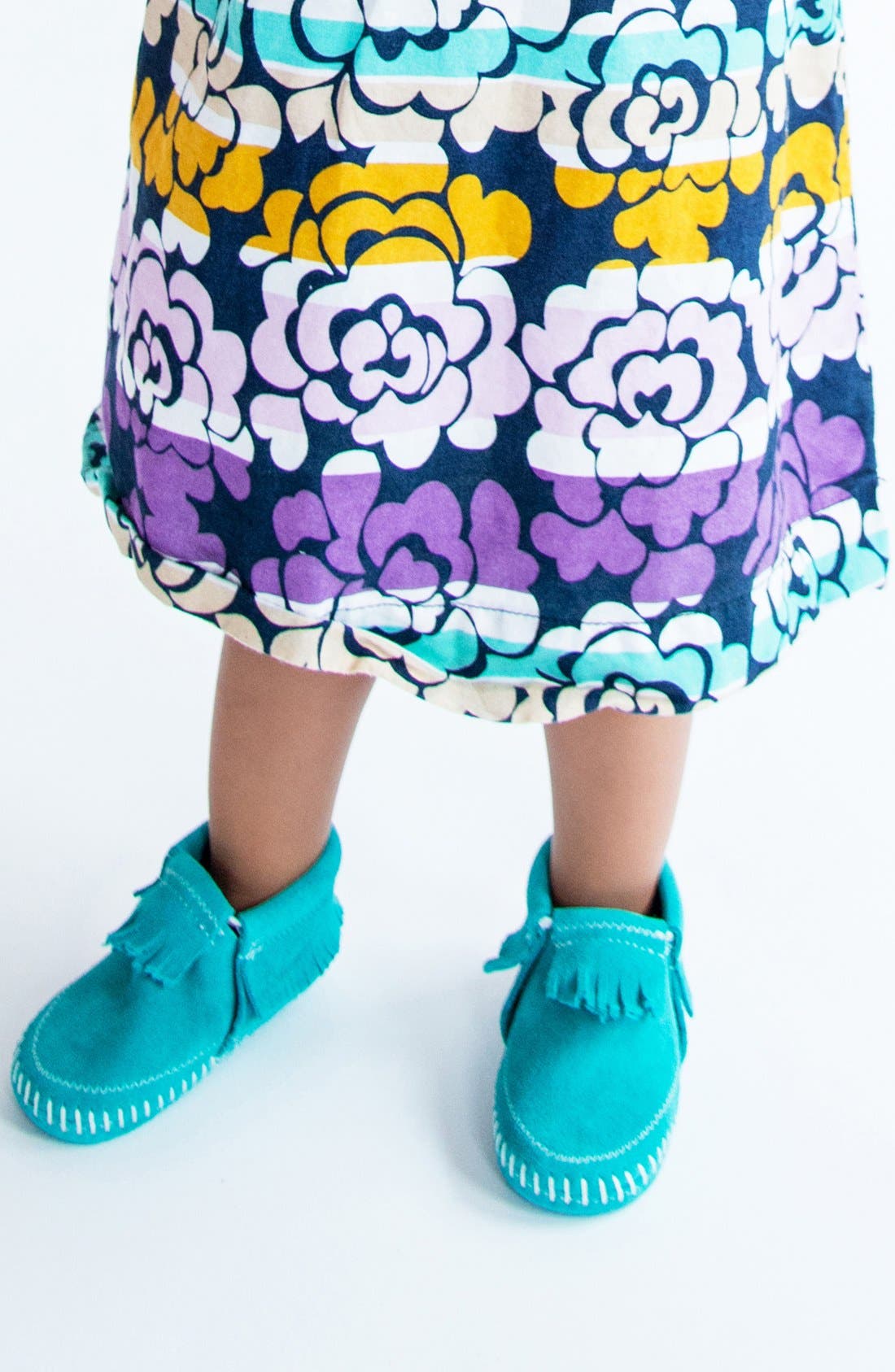 'Riley' Fringe Suede Bootie, Alternate, color, TURQUOISE