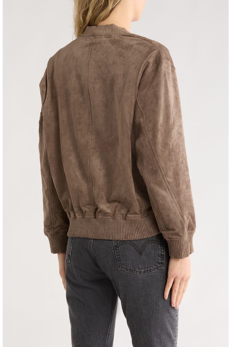 Faux Suede Bomber Jacket, Alternate, color, OYSTER SHELL