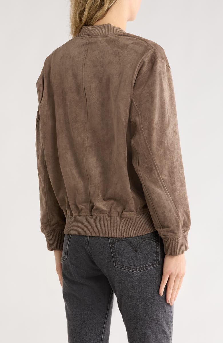 BLANKNYC Faux Suede Bomber Jacket, Alternate, color, Oyster Shell