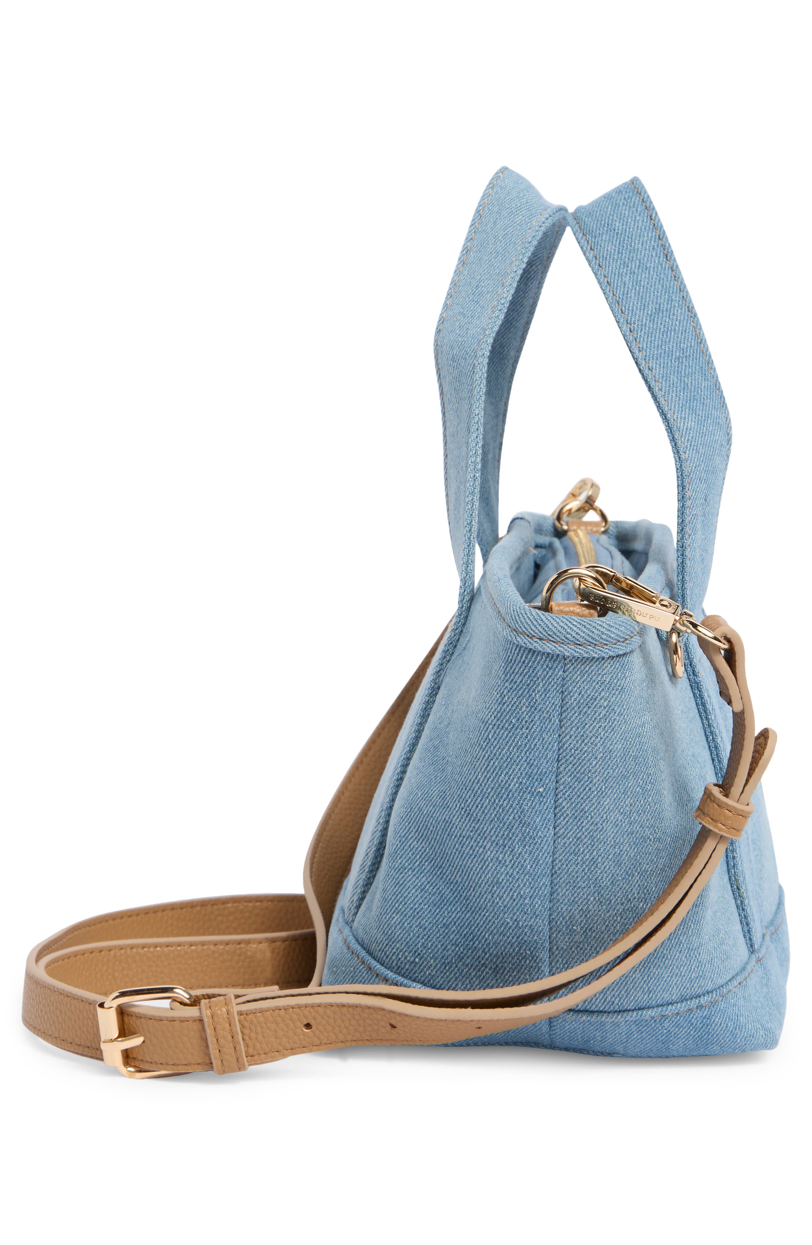Nanette Lepore Small Convertible Denim Twill Satchel with Accessories, Alternate, color, Blue Jeans Denim