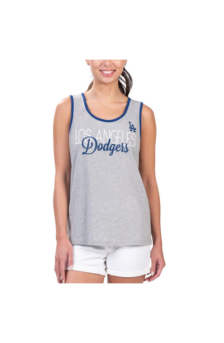 G-III 4HER BY CARL BANKS Women's G-III 4Her by Carl Banks Gray Los Angeles Dodgers Fastest Lap Tank Top, Main, color, 