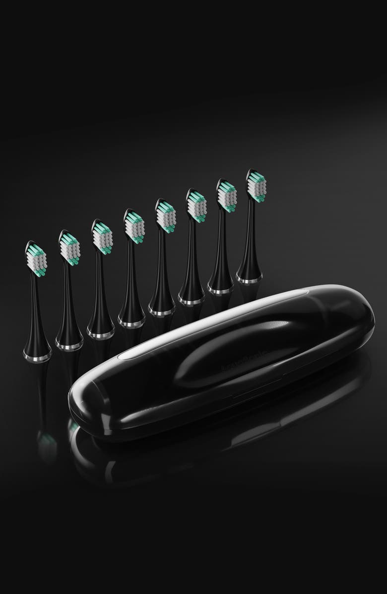 AQUASONIC Black Series Ultra Sonic Whitening ToothBrush with 8 DuPont Brush Heads & Travel Case, Alternate, color, Black