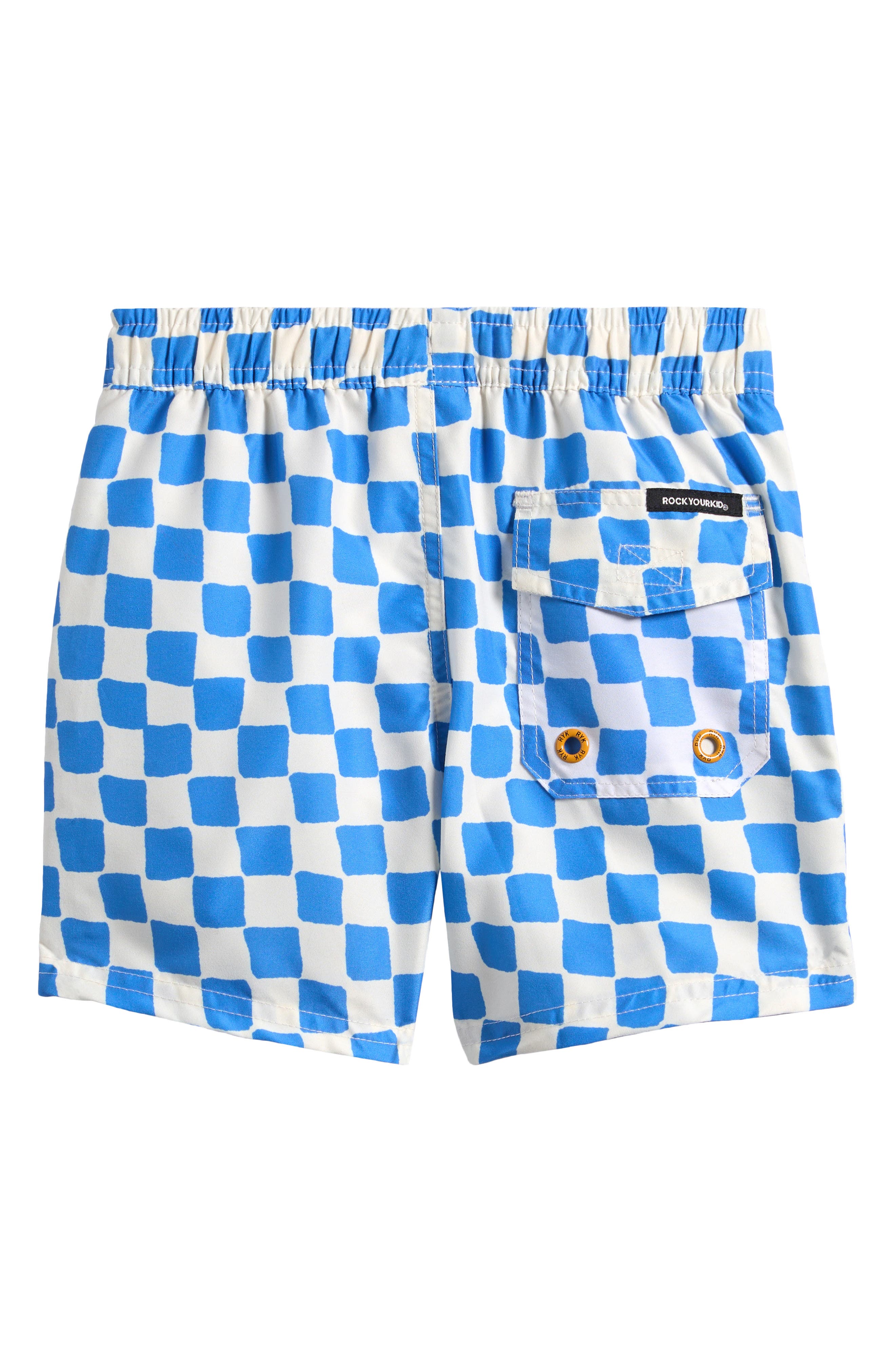 Rock Your Baby Kids' Blue Checker Swim Trunks | Nordstrom