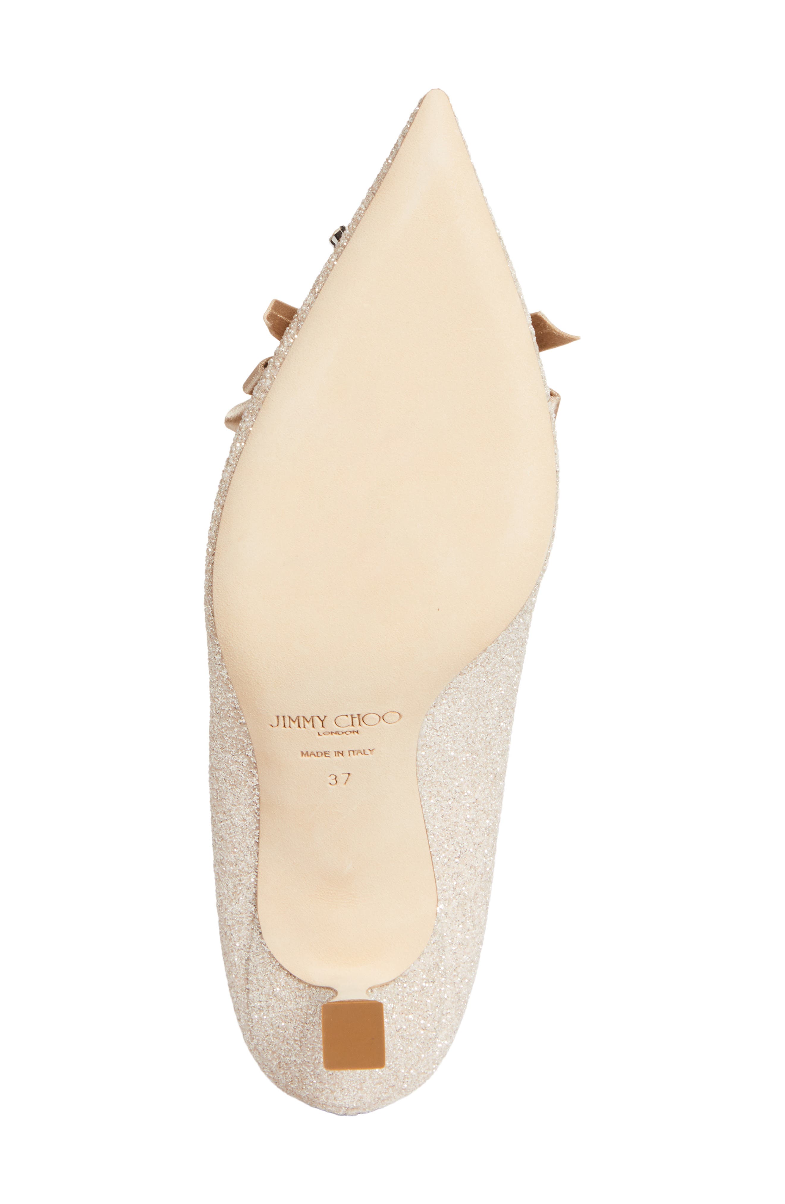 Jimmy Choo Auria Crystal Bow Glitter Pump, Alternate, color, Light Soft Gold/ Crystal