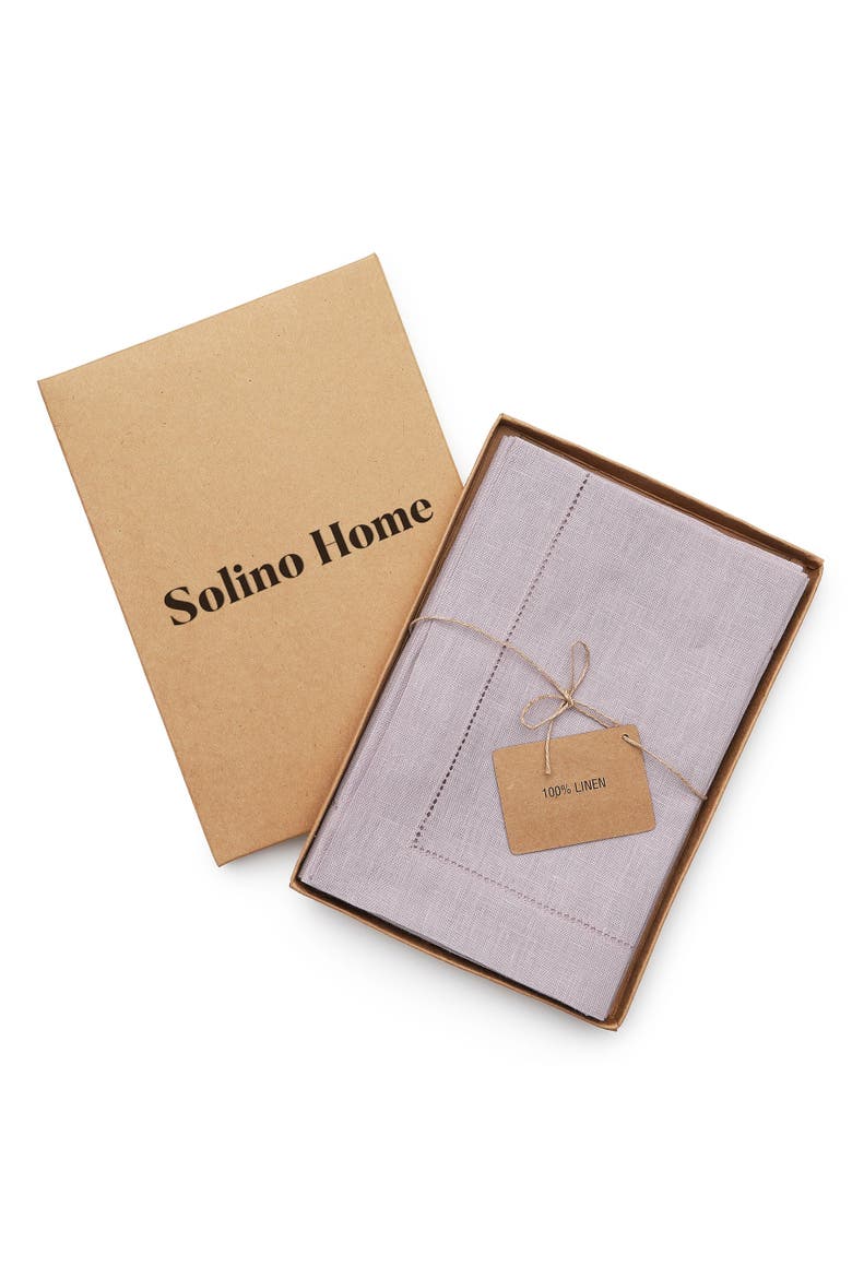 Linen Dinner Napkins Set of 6, 20 x 20" - Classic Hemstitch, Alternate, color, Lilac