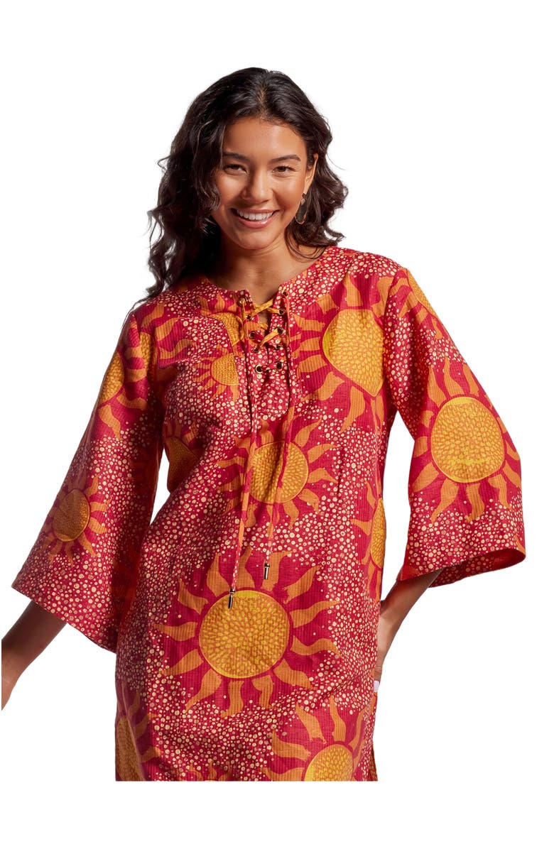 Tori Richard Always Sunny Gloria Caftan, Alternate, color, Cardinal