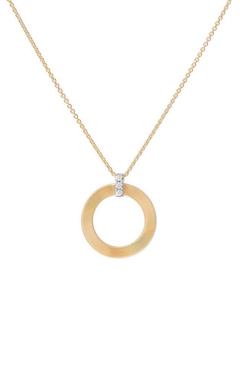 Marco Bicego Masai 18K Yellow Gold & Diamond Single Circle Short Pendant Necklace, Main, color, Yellow Gold/Diamond