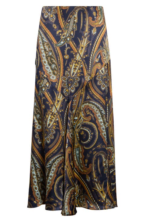 Paisley Print Midi Skirt