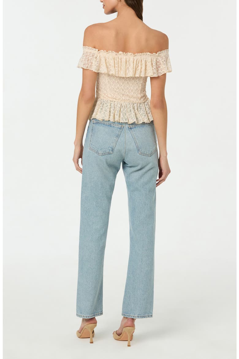 トップス sheller Lace Open Shoulder Peplum Tops ASTR the Label Off the Shoulder Lace Peplum Top (Women