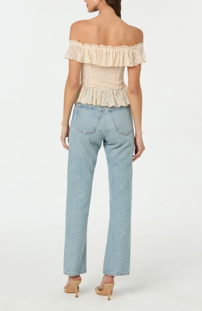 ASTR the Label Off the Shoulder Lace Peplum Top, Alternate, color, Ivory
