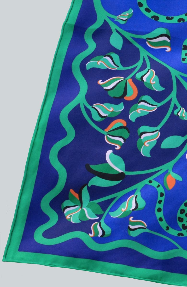 Jessie Zhao New York Double Sided Silk Scarf Of Leopards In The Verdant Wild, Alternate, color, Green