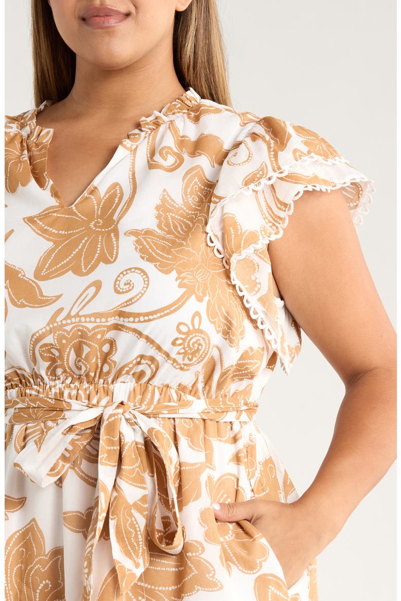 Nadya Floral Eriny Cotton Dress, Alternate, color, WHITE/ BISCUIT