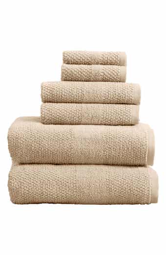 6-Piece Textured Weave Cotton Bath Towel Set
