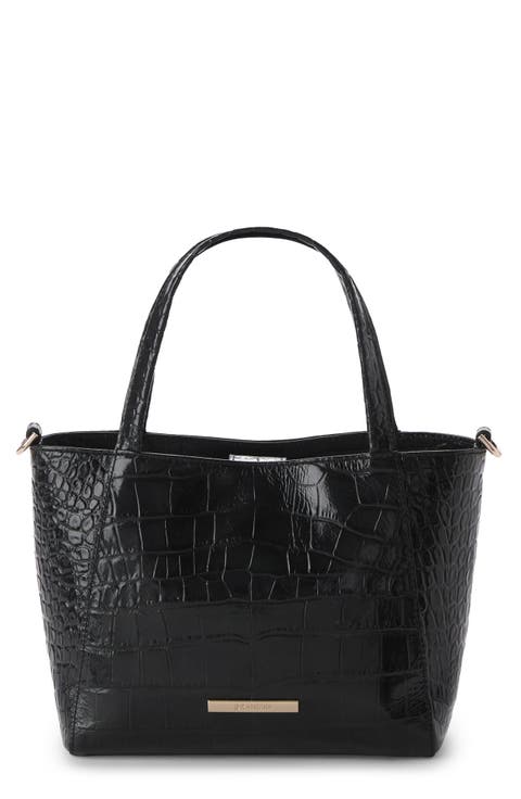 Small Mona Croc Embossed Leather Tote
