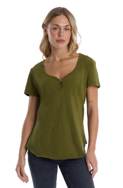 V-Neck Henley Short Sleeve Tee