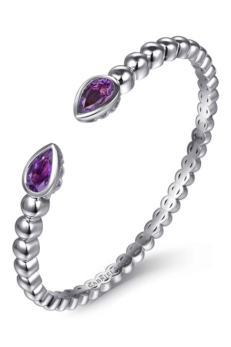 Bujukan Sterling Silver Amethyst Cuff Bangle, Alternate, color, STERLING SILVER/ AMETHYST