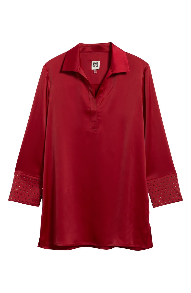 Anne Klein Embellished Cuff Tunic Top, Alternate, color, Titan Red