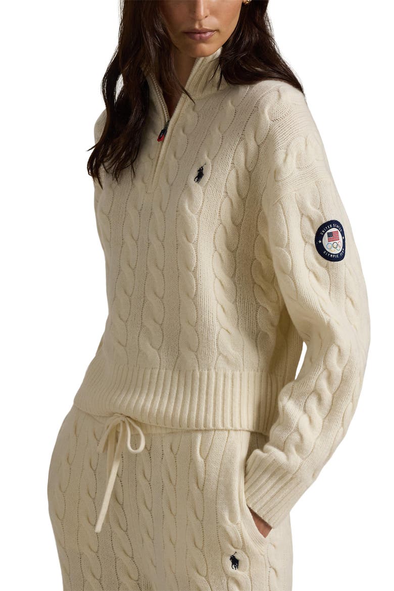 Team USA Cable Stitch Half Zip Pullover (Women) | Nordstrom