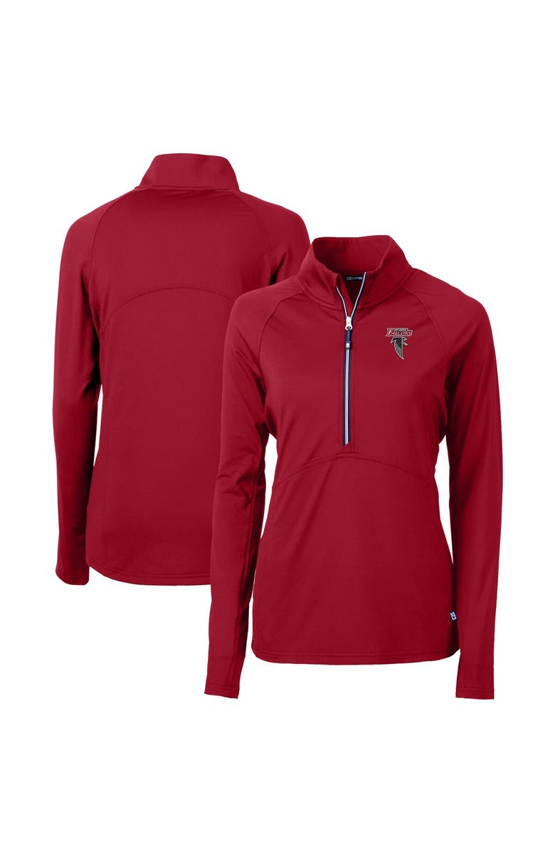 Cutter & Buck Women's Cutter & Buck Red Atlanta Falcons Throwback Logo Adapt DryTec Eco Knit Stretch Recycled Half-Zip Pullover Top, Main, color, 
