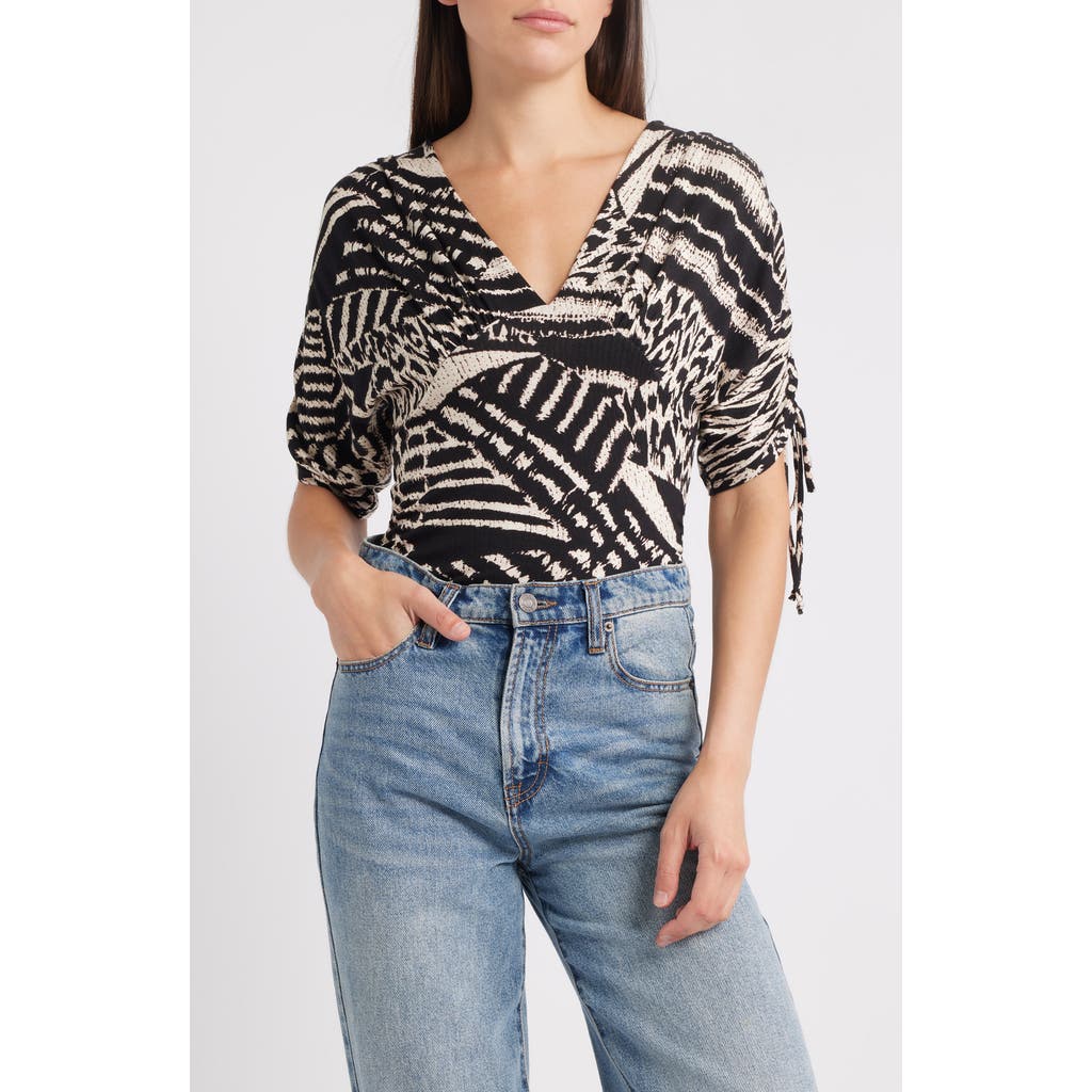 Loveappella Animal Print Empire Waist Jersey Top In Black