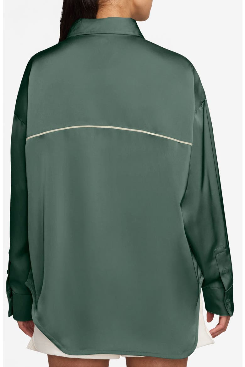 Oversize Satin Button-Up Top, Alternate, color, FIR/ SAIL