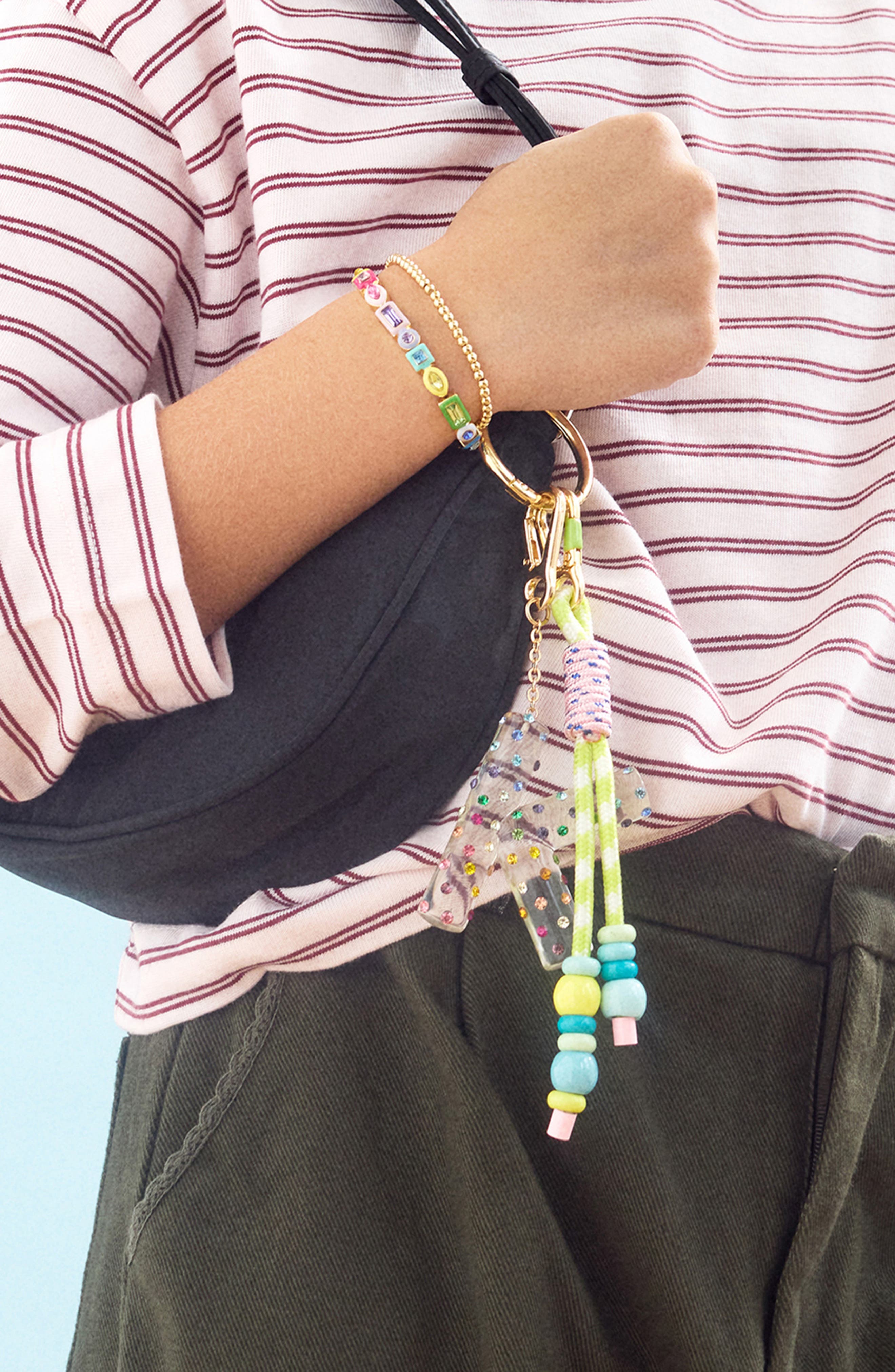 BaubleBar Zoe Beaded Bag Charm, Alternate, color, Green