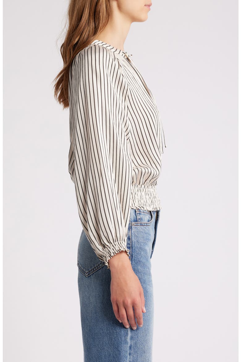 Swing Stripe Smocked Waist Blouson Top, Alternate, color, SWING-WHITE BLACK