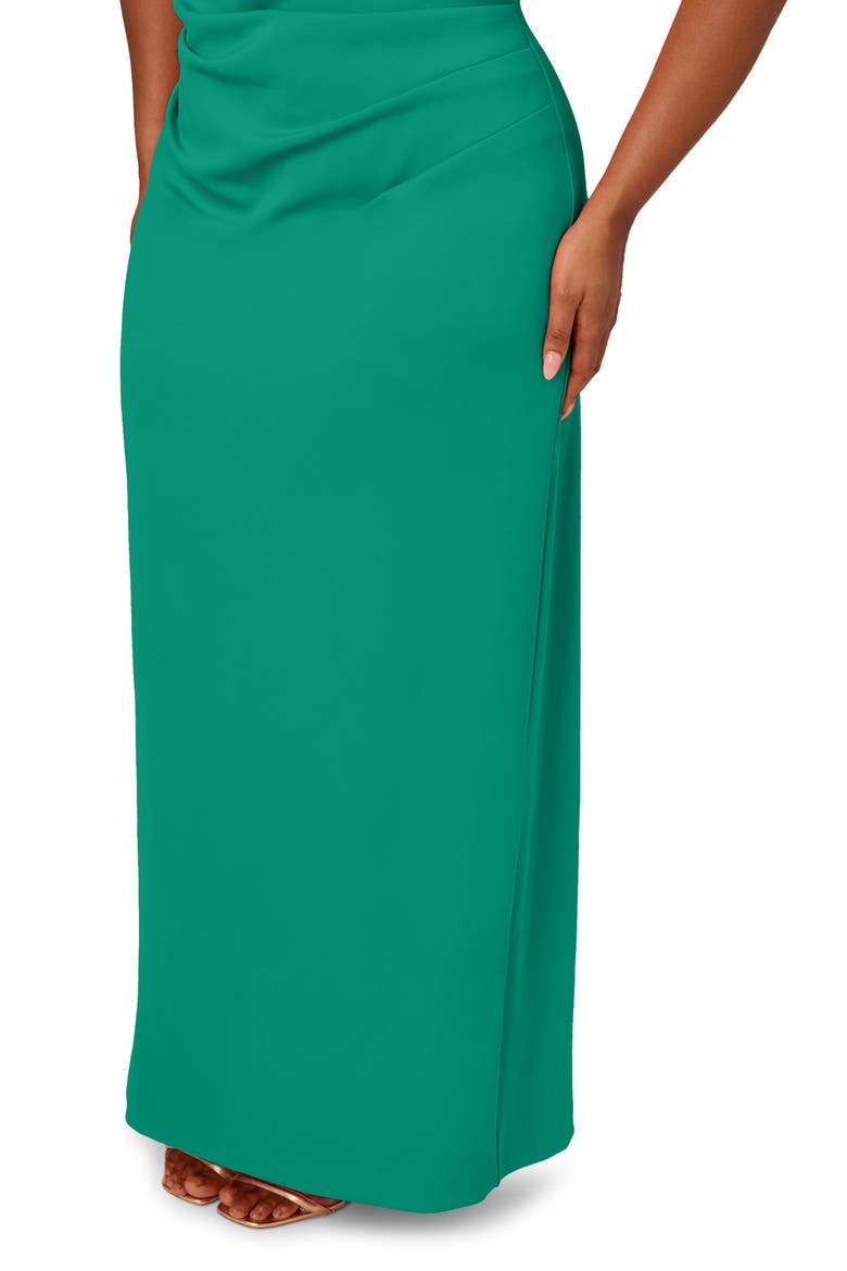 Asymmetric Drape Sheath Gown, Alternate, color, EMERALD
