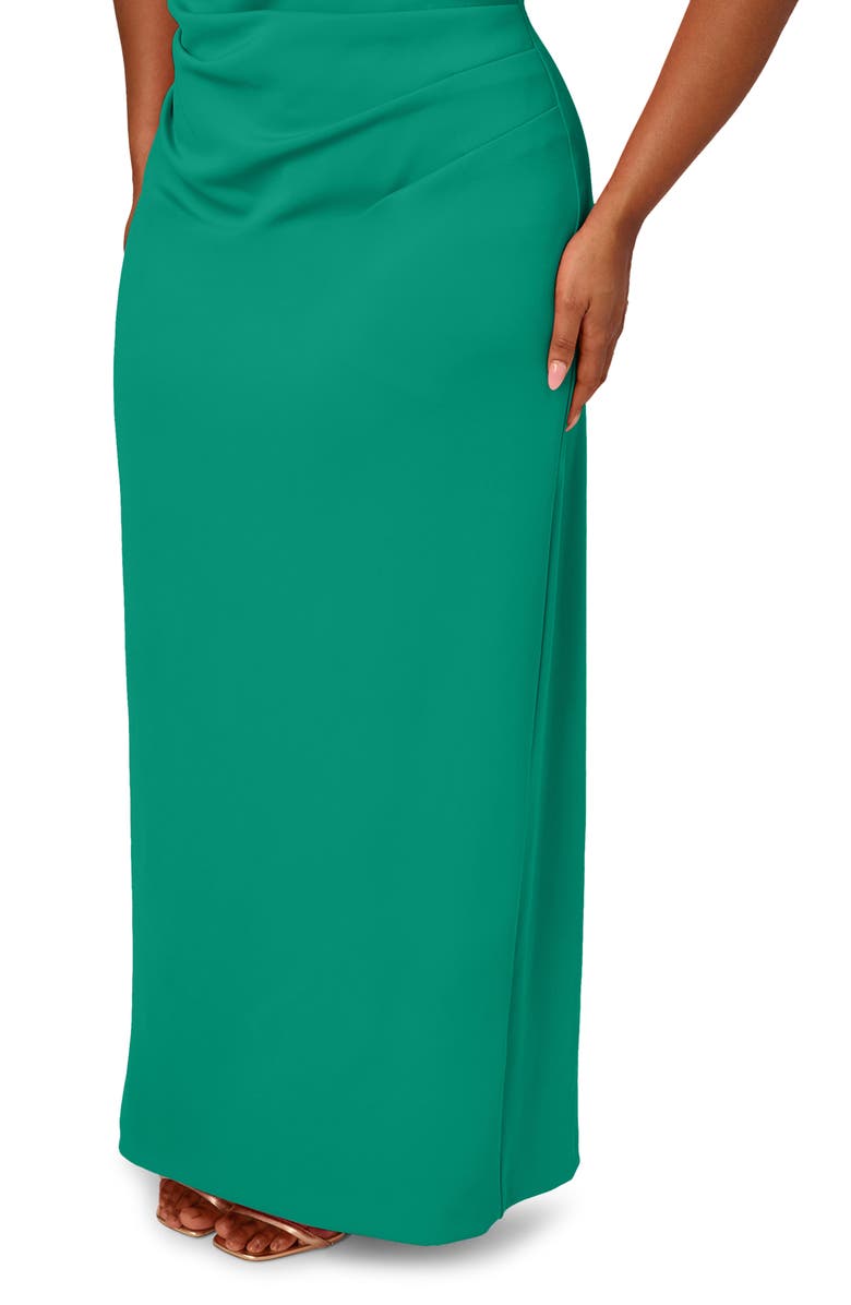 Adrianna Papell Asymmetric Drape Sheath Gown, Alternate, color, Emerald