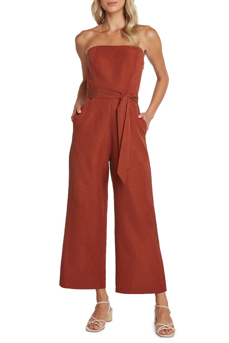 Ryan Strapless Jumpsuit, Main, color, CLAY