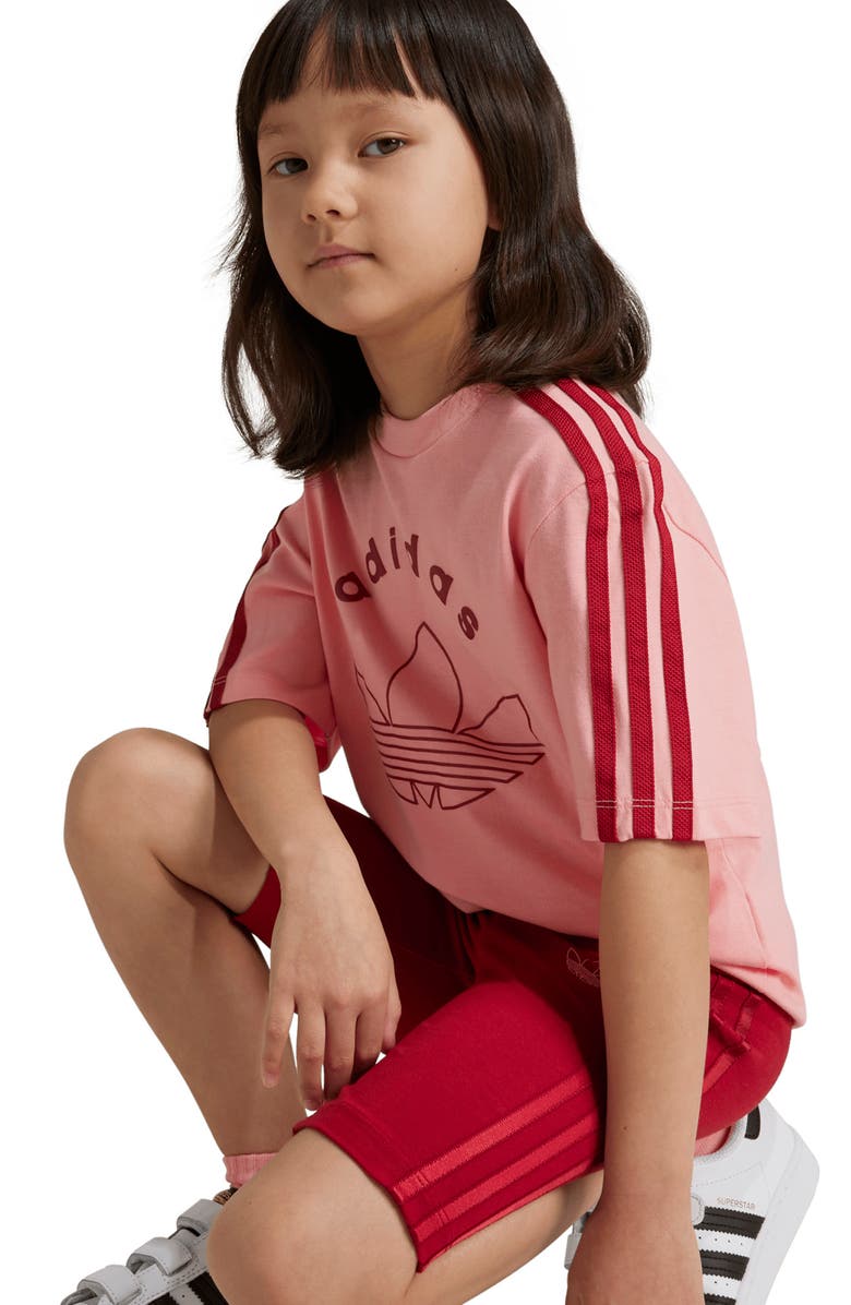 adidas Kids' Trefoil Graphic T-Shirt & Bike Shorts Set, Alternate, color, 