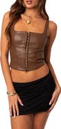 EDIKTED Simone Faux Leather Corset Top