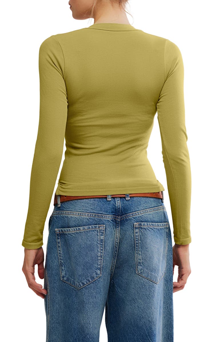 Free People Wide Awake Jersey Henley, Alternate, color, Mosstone