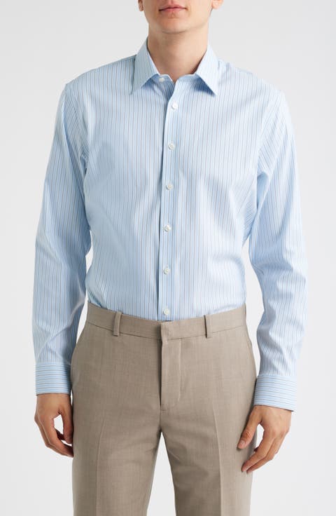 Trim Fit Stripe Premium Performance Dress Shirt (Regular, Big & Tall)